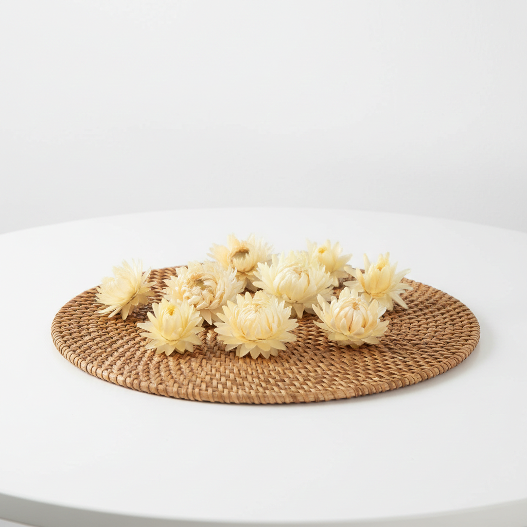 Sušená slaměnka květ bílá – dekorace pro květinová aranžmá a DIY projekty